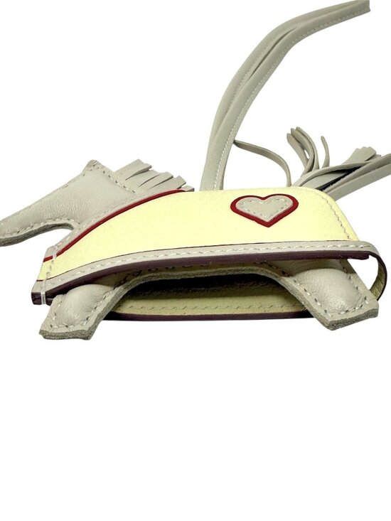 HERMES Rodeo Robeo Couer PM Milo Leather Craie & Jaune Milton Bag Charm - Picture 7 of 9